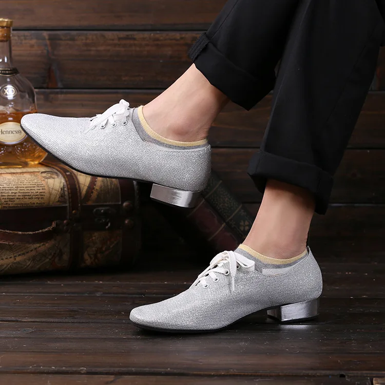 Mens Modern Dance Shoes Silver Rubber Sole Tango Chacha Dancing for Adult wholesale A197 | Спорт и развлечения