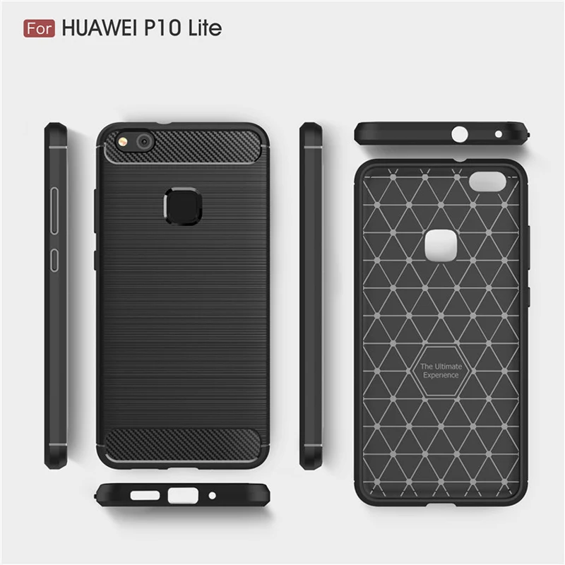 Чехол для huawei P10 Plus крышка Wiredrawing ТПУ чехол lite P 10 Черный углеродного волокна Nova Lite/