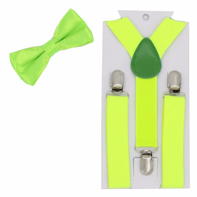 21 fluo yellow 40 цветов, Детские подтяжки, эластичные регулируемые Y-Back подтяжки, детские галстуки-бабочки для свадебной вечеринки - Цвет: 21 fluo yellow