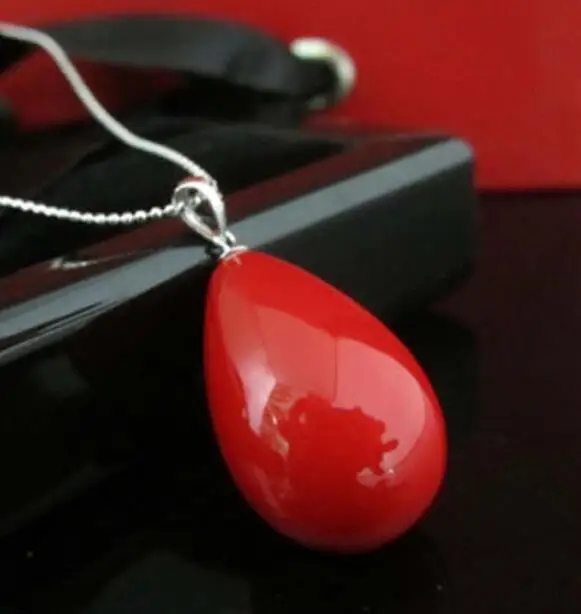 12x16mm Natural Red Shell Pearl Drop Pendant Necklace 17.5&quotAAA | Украшения и аксессуары