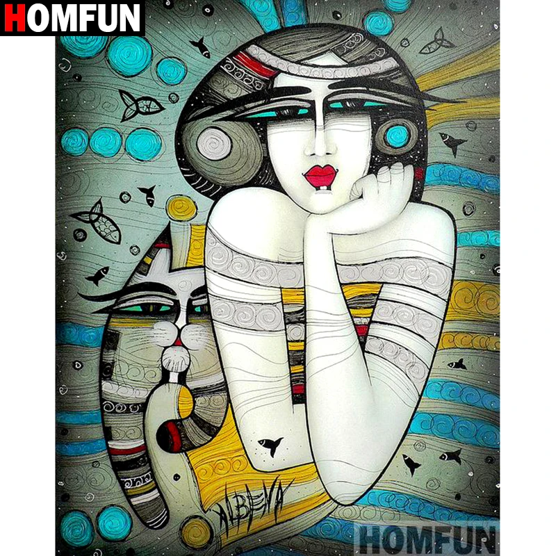 

HOMFUN Full Square/Round Drill 5D DIY Diamond Painting "Cartoon woman" Embroidery Cross Stitch 3D Home Decor A10694