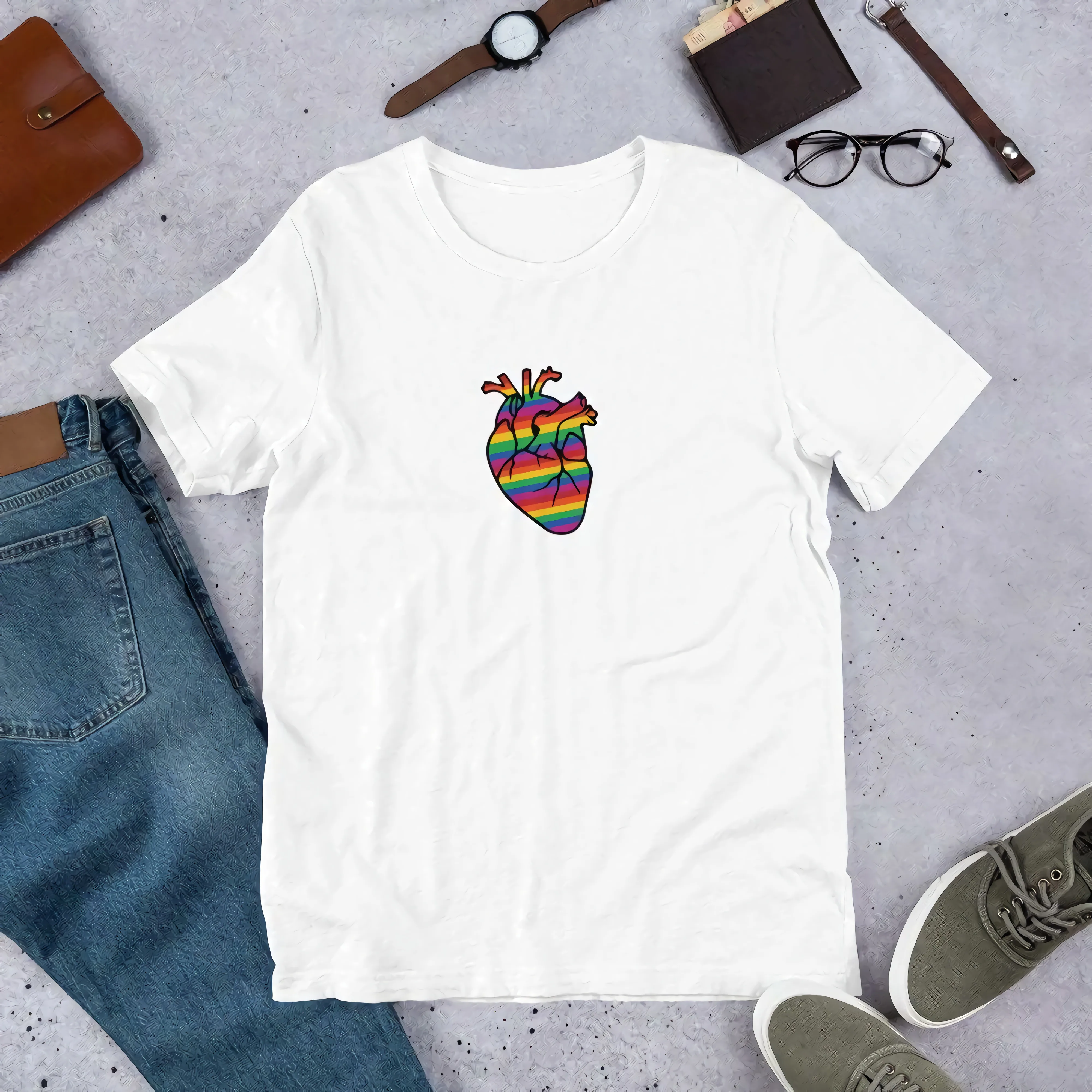 

Gay Pride Heart Short-Sleeve Unisex T-Shirt for women ladies LGBT tshirt