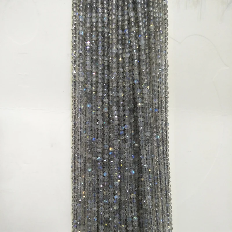 

2mm 3mm Real Natural Faceted ShimmerStone Beads Round Loose Flash Gem Stone Beads Strand 15'' For DIY Jewelry Making Bracelets