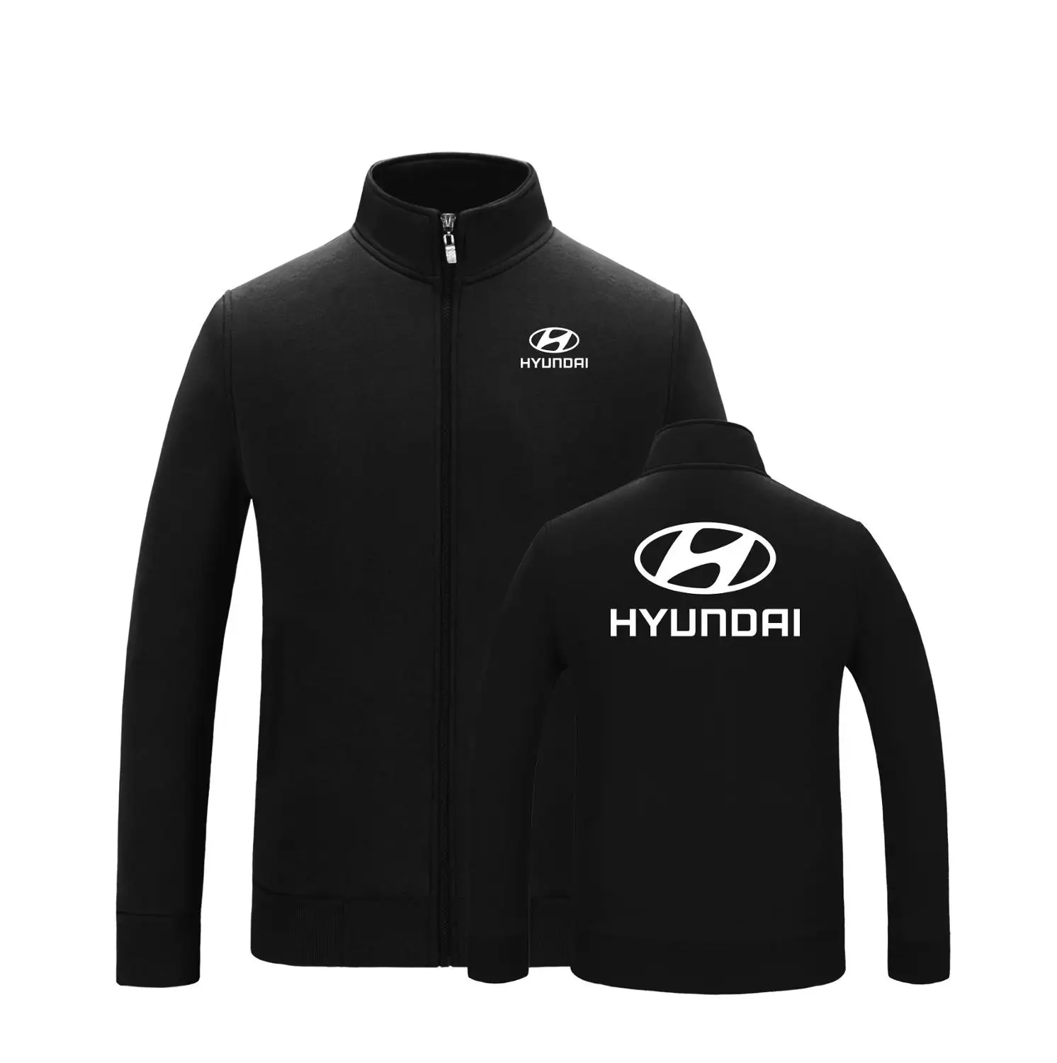 Черный Зима Осень Толстовка Человек Женщины молния hyundai сплошной цвет пальто - Цвет: Черный