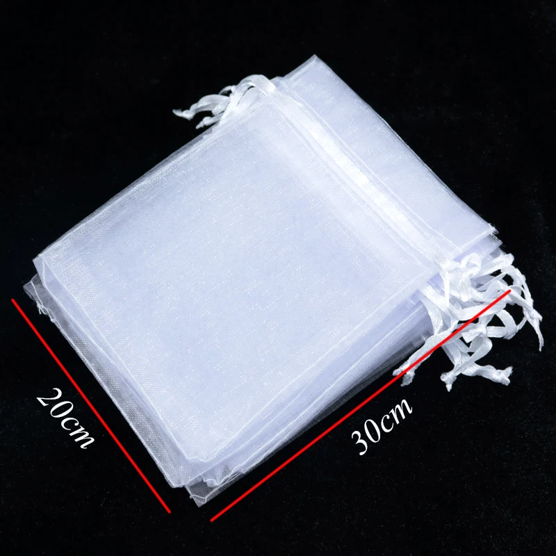 

New Fashion 100pcs/lot White Organza Bags 20x30cm Wedding Party Favor Gift Bag Cosmetics Boutique Jewelry Packaging Bags Pouches