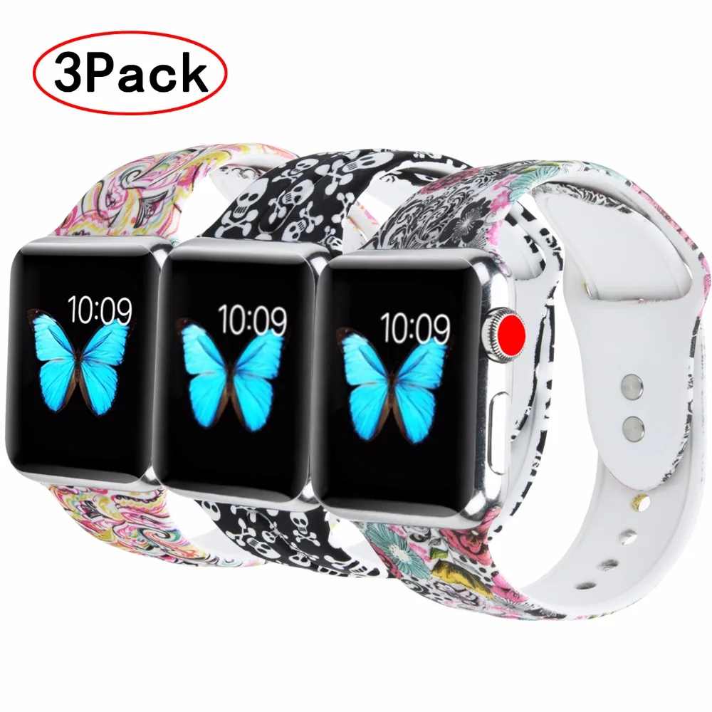 Odog с цветочным принтом силиконовый спортивный ремешок для часов Apple Watch серии 4 3 2 1