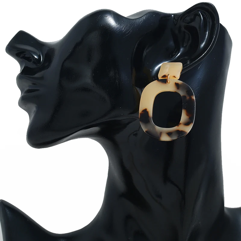 Fashion Big Geometric Tortoiseshell Dangle Earrings For Women Colorful Acrylic Drop Earring Party Jewllery | Украшения и