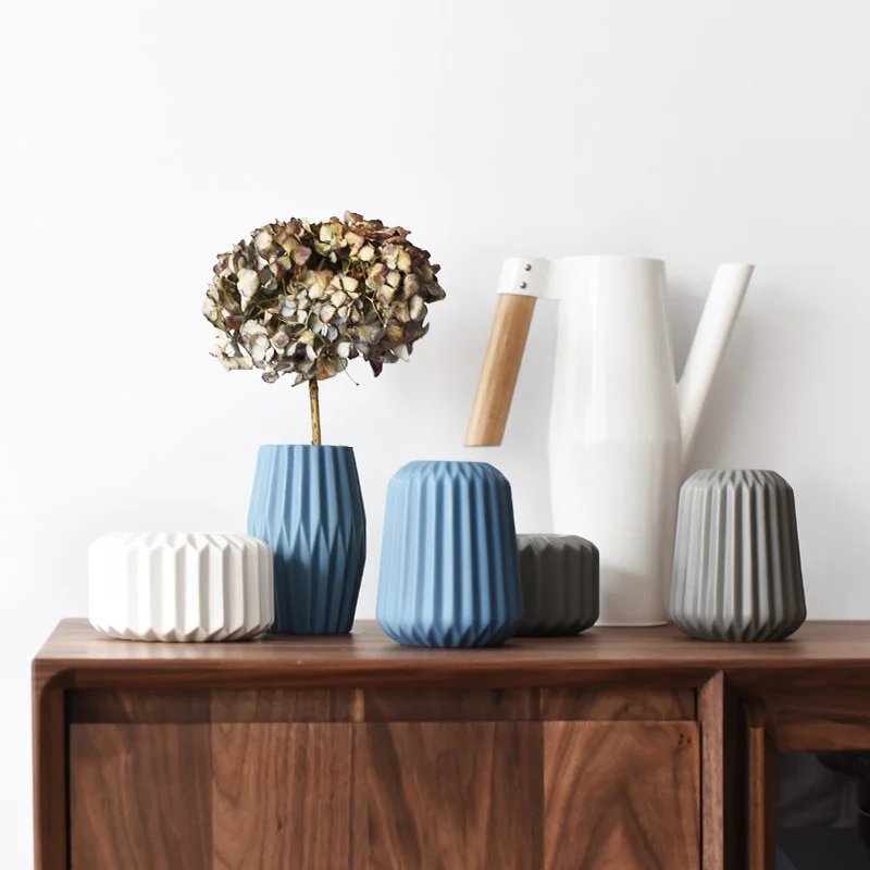 European Style Geometry Ceramic Vase Home Decoration Accessories Modern Tabletop Flower Bottle Creative Wedding Flowerpot or | Дом и сад