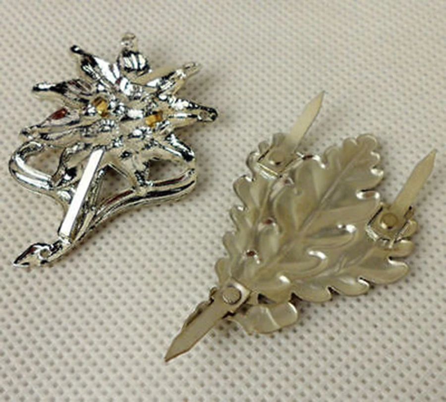 Значок в виде крышки с листьями из немецкого металла Второй мировой войны|silver