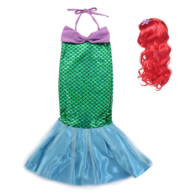 

Little Girls Princess Arier Dress Cosplay Mermaid Costume Kids Trumpet Tail Dresses Fancy Gown Halloween Party Birthday Clothes