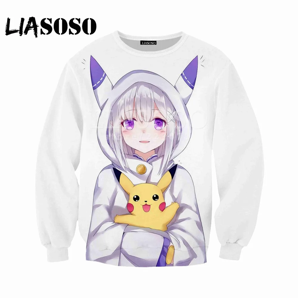 LIASOSO Новый Мужской и Женский свитшот аниме Re Zero с 3D принтом модная брендовая