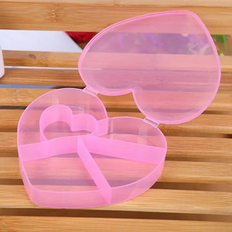 5 сетки ящик из прозрачного пластика сердце любовь коробка для ювелирных изделий