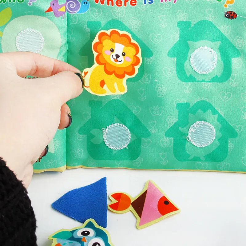 

2019 new 3D baby cloth books early Educational toy recognition animal color digital English baby cloth book For 0-36 Months