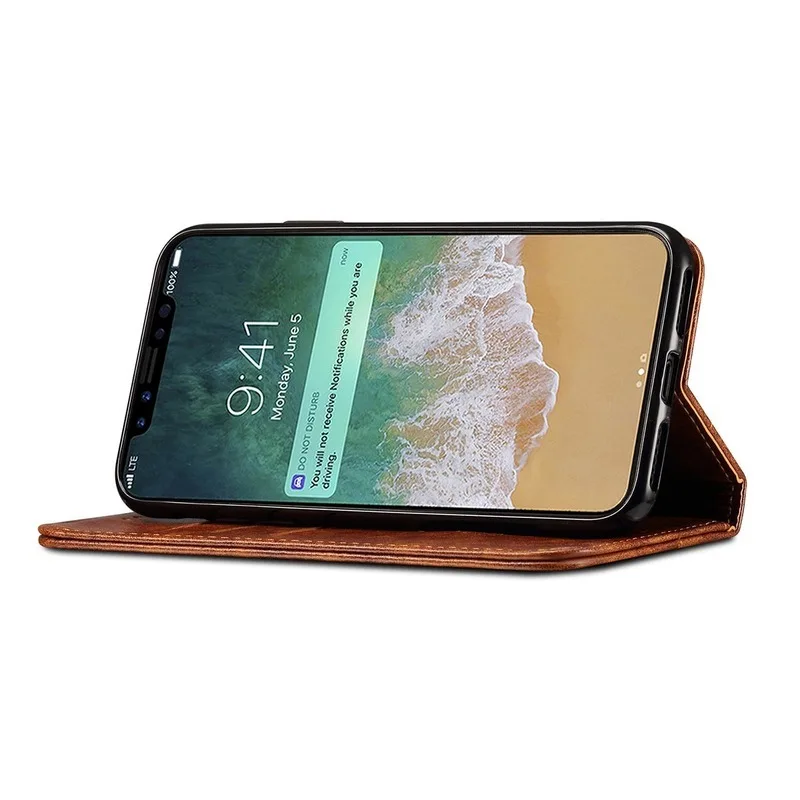 Подставка держатель чехол для iPhone 6 6s 7 8 плюс Винтаж Флип сумки кожа Магнитная