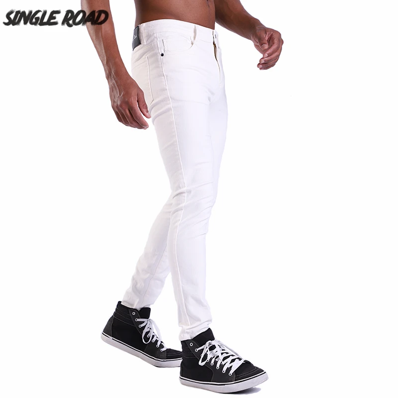 Джинсы Single Road мужские зауженные штаны из денима стрейч брюки Slim Fit байкерские