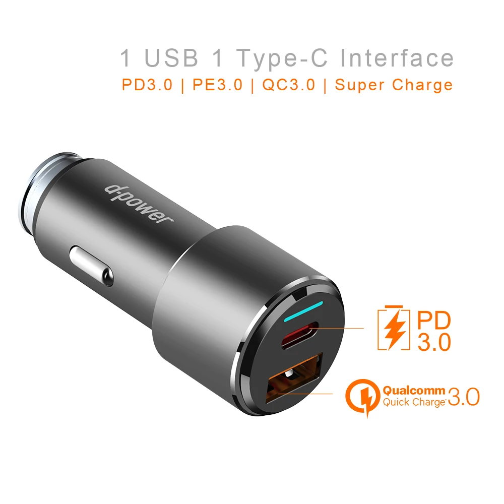 Dpower USB быстрое автомобильное зарядное устройство Быстрая PD3.0 для iphone samsung huawei