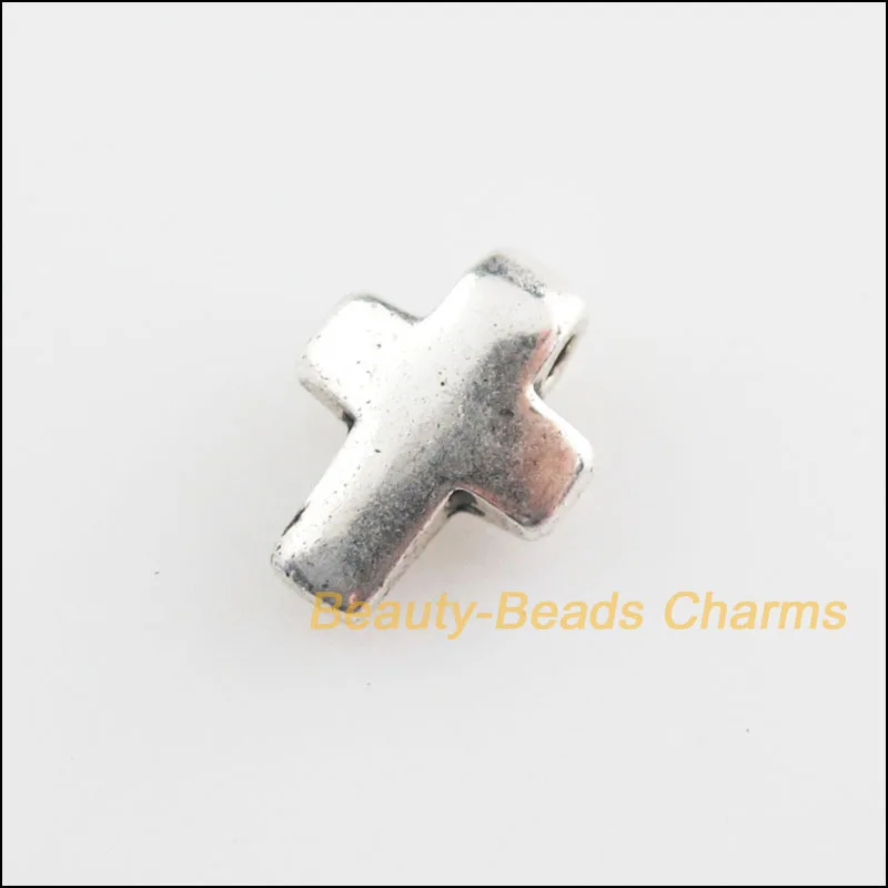 40 Новинка Подвески крошечное гладкое крест Тибетский серебристый цвет 8x11mm |