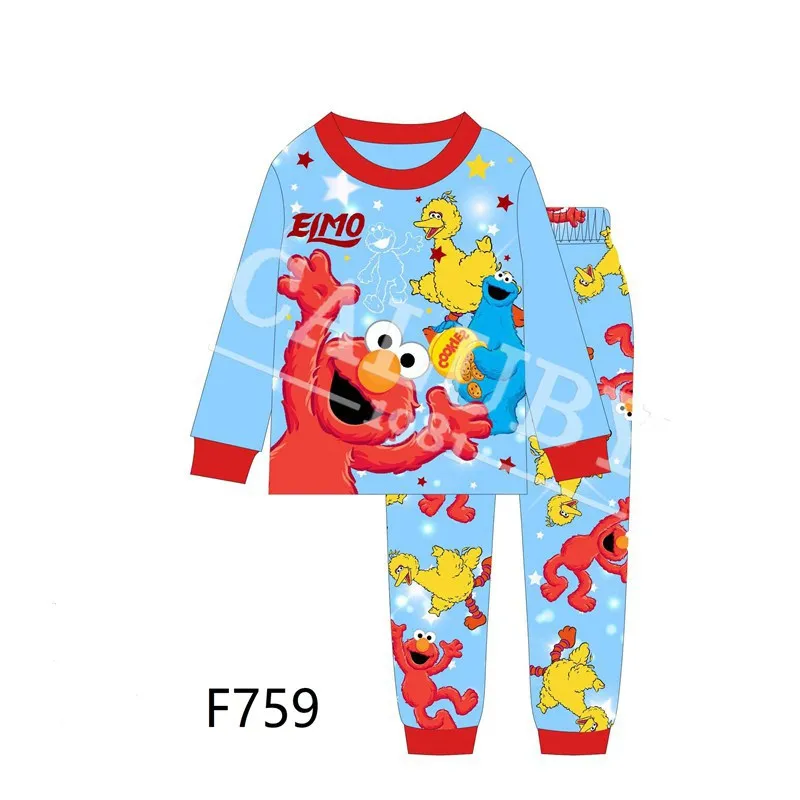 Оптовая продажа синий Elmo пижамы наборы 2019 детская одежда с героями мультфильмов