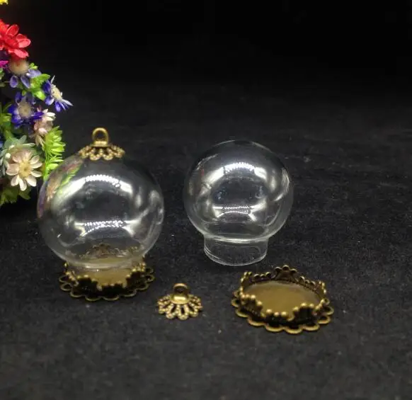 5 шт. стеклянный глобус бронзовое покрытие маленькая Цветочная кружевная основа 8