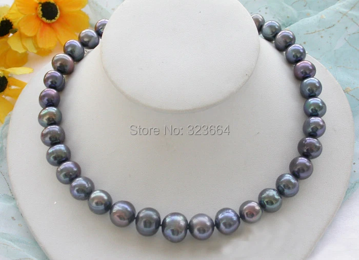 Огромный настоящий 17 &quot15 мм Круглый Павлин черный жемчуг ожерелье | Украшения и