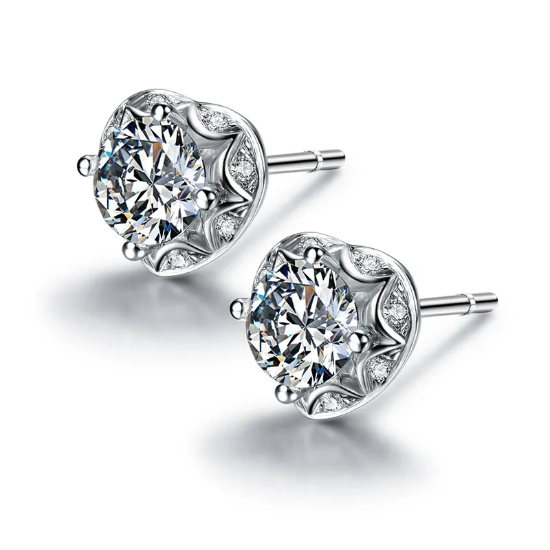 Серьги гвоздики с бриллиантами в форме сердца 18 К белое золото|stud earrings|earrings 18kearring