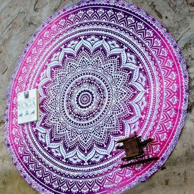 

Mandala Round Tapestry Summer Beach Picnic Throw Rug Blanket Bohemia Mats -Drop