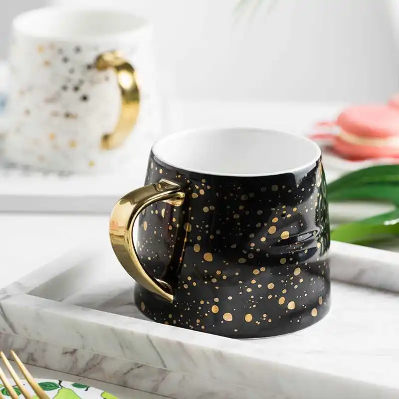 Керамическая кофейная кружка, чашка для молока, посуда для напитков, звездное небо, узор, чашка, простые и креативные кружки R370
