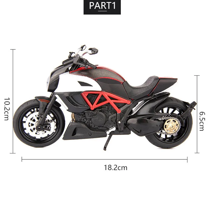 Красный Горячая масштаб 1:12 колеса металлическая модель Италия Ducati diavel литья под давлением мотоцикл Вытяните назад сплав игрушки с светильник - Цвет: Красный