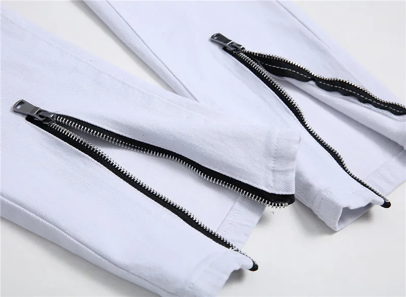 Мужские джинсы модные облегающие прямые повседневные брюки мужские белые