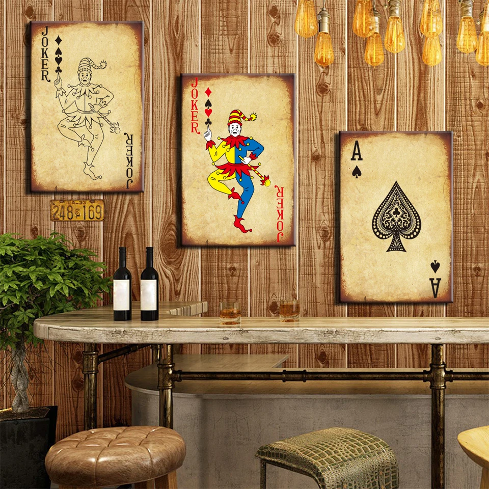 

Canvas Painting Wall Art Poker Cards Home Decor Gambling Poker Pictures HD Prints Club Casino bar restaurant Decoration Posters