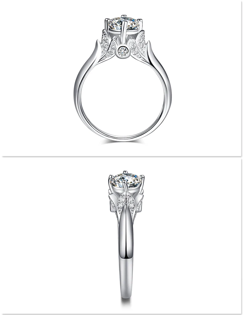Ювелирные кольца из белого золота 18K для женщин Moissanite обручальное кольцо 1.0ct карат роскошный Сертифицированный Лебедь дизайн