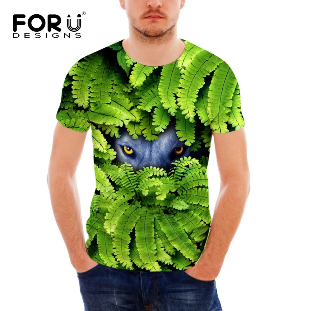 FORUDESIGNS/3D футболка зеленый лес стиль высокое качество Мужская с коротким рукавом