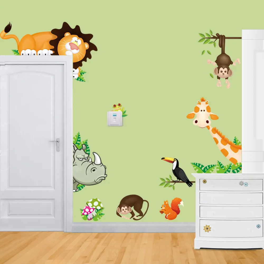 

Cute Animal Live in Your Home DIY Wall Stickers/ Home Decor Jungle Forest Theme Wallpaper/Gifts for Kids Room Decor Sticker