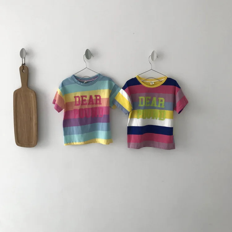 

Celveroso Fashion Baby Children Kids T-shirt Clothes Girl Casual Rainbow Cotton Tee Tops Girl Summer Causal T Shirt 2-7Y