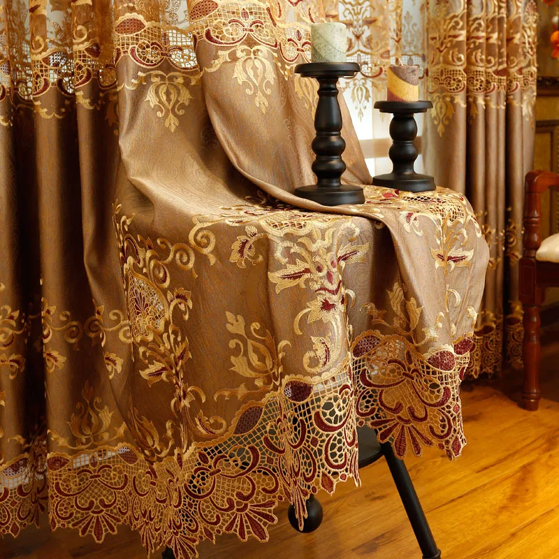 Роскошные шторы с полузатенением европейские цветочной вышивкой для гостиной