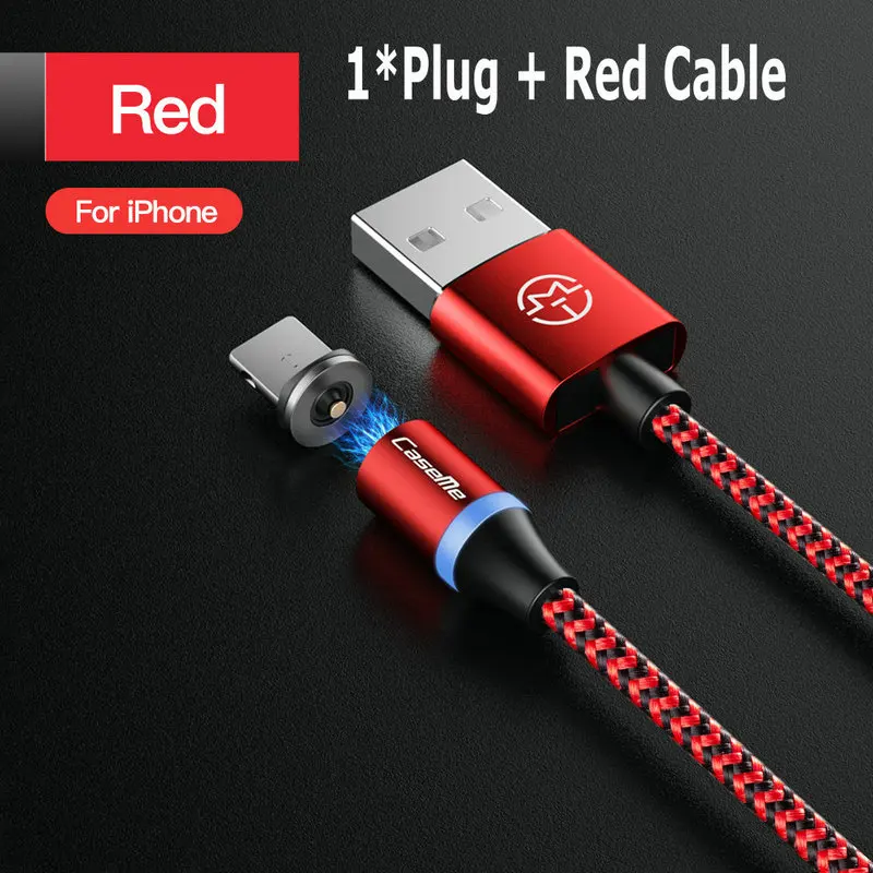 For iPhone -Red CaseMe 3 в 1 Магнитный USB кабель для samsung huawei для iPhone XS MAX Магнитный штекер Micro USB кабель usb type C шнур Быстрая зарядка - Цвет: For iPhone -Red