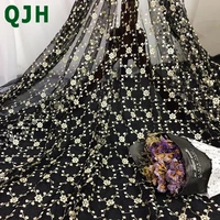 exquisite black full roll embroidery lace fabric nigerian tulle diy clothes wedding dress accessories softbreathable net trim