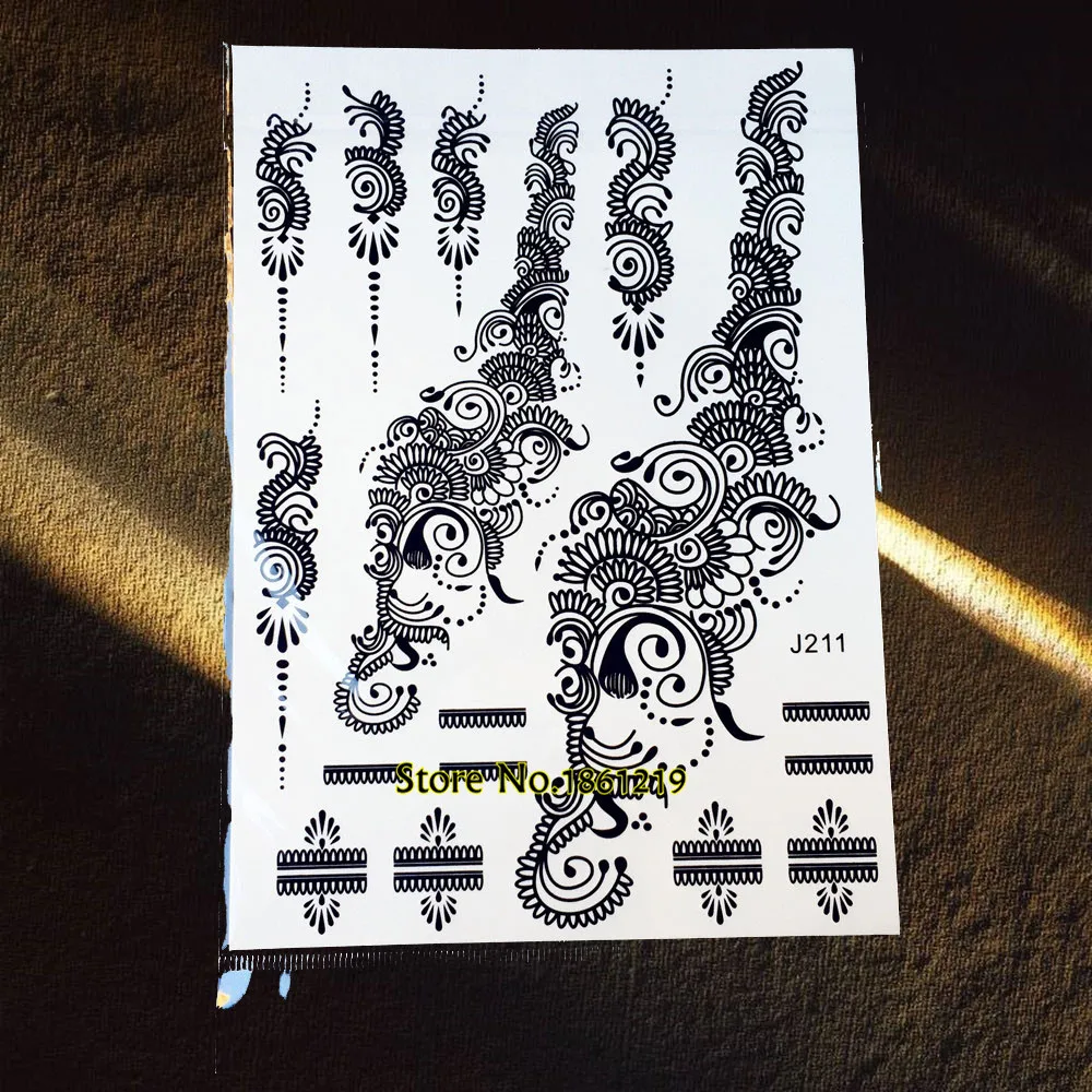 25 стиль новые черные мандалы цветок рука Временные татуировки водонепроницаемый