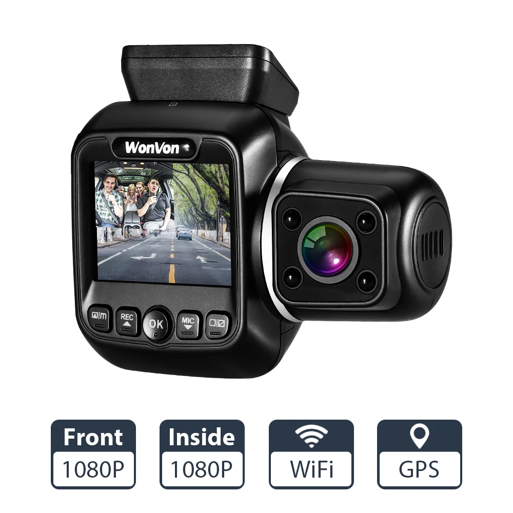 Автомобильный видеорегистратор с двумя объективами 1080P GPS G сенсором Wi Fi ночным