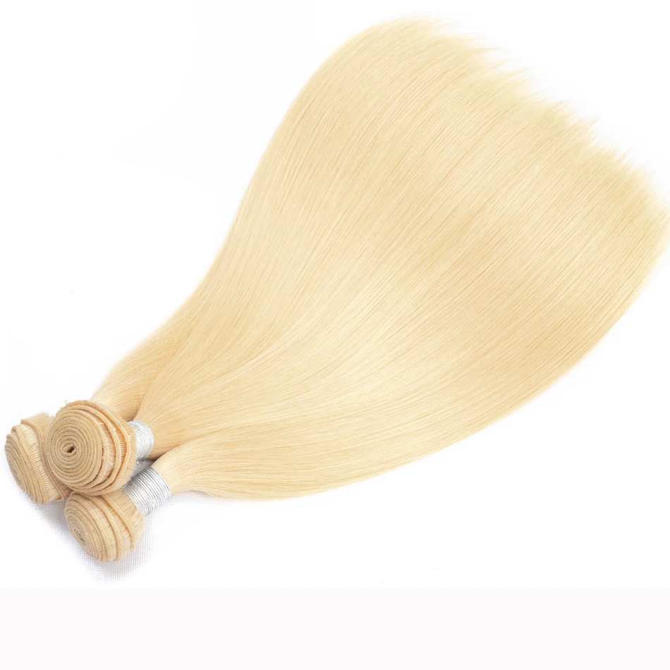 613 Bundles with Closure Straight Tuneful Brazilian Remy Hair Weave 3 Blonde Human Weft | Шиньоны и парики