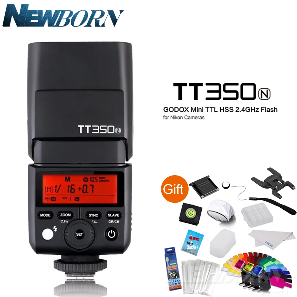Вспышка Godox TT350N 2 4G HSS 1/8000s i TTL GN36 для камеры Nikon D800 D700 D7500 D7200 D7100 D7000 D5600 D5500 D5300|speedlite for