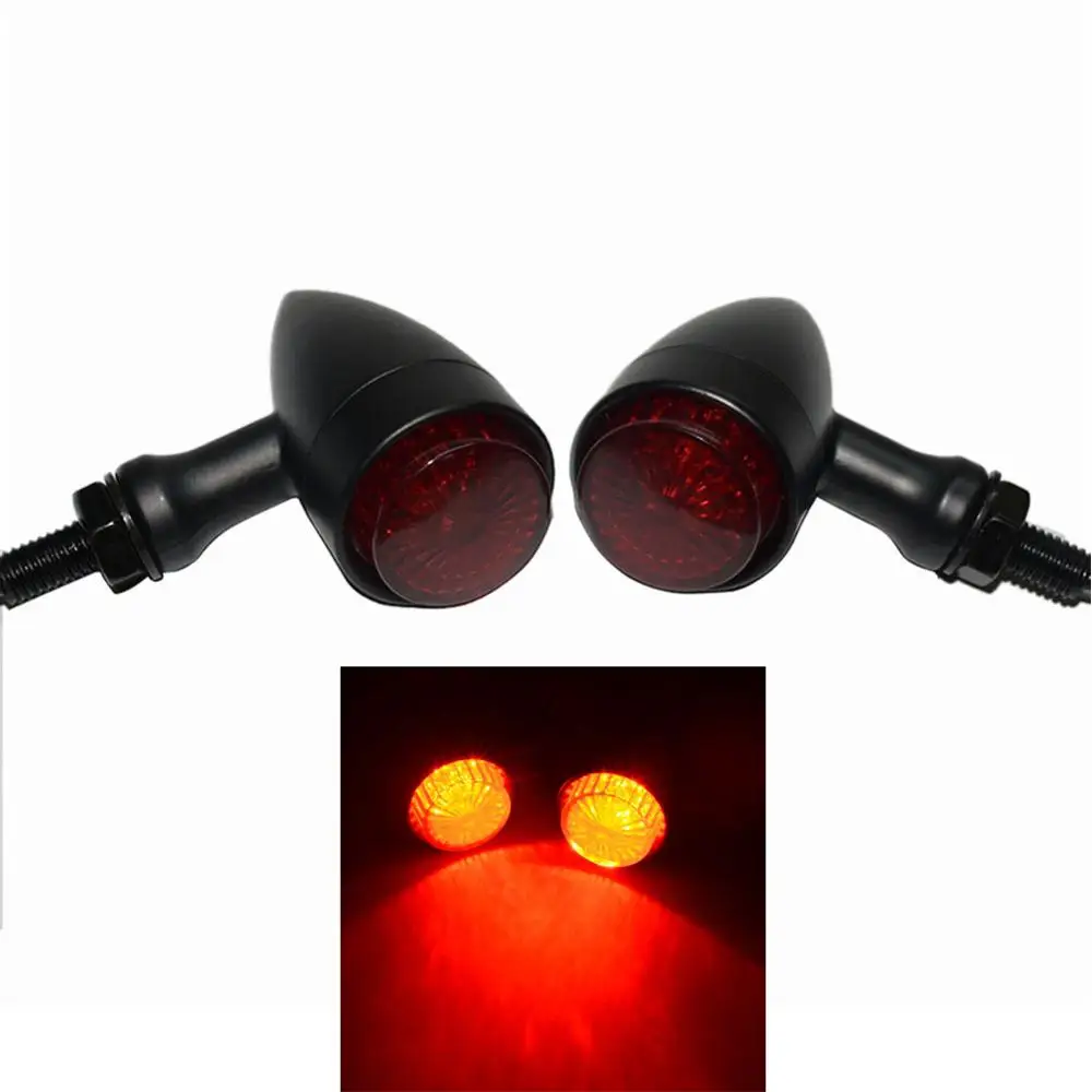 Black Red light Мотоцикл 10 мм янтарные желтый красный светодиодный стоп мигалка световой сигнал поворота алюминиевый мигающий для Harley Cruiser Chopper индикатор - Цвет: Black Red light