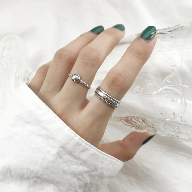 Женские открытые кольца в простом стиле серебряные геометрические круглые не
