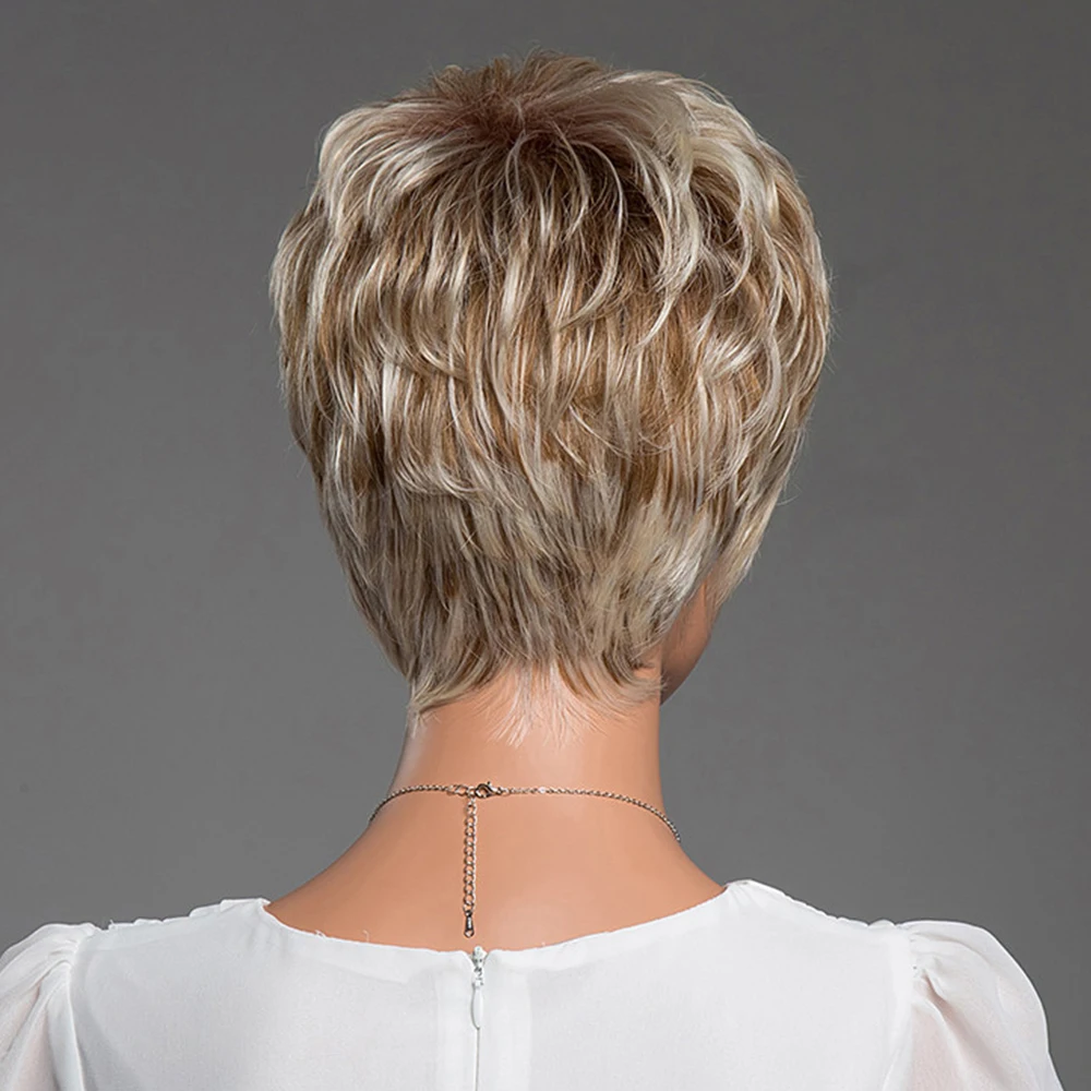 Блонд Единорог синтетический 6 дюймов Pixie Cut Короткий прямой 50% человеческих волос