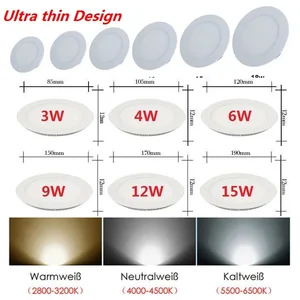 Ультратонкий Светодиодный панельный светильник, утопленный светодиодный потолочный светильник, точечный светильник с драйвером, AC85-265V теплый белыйнатуральный белыйхолодный белый