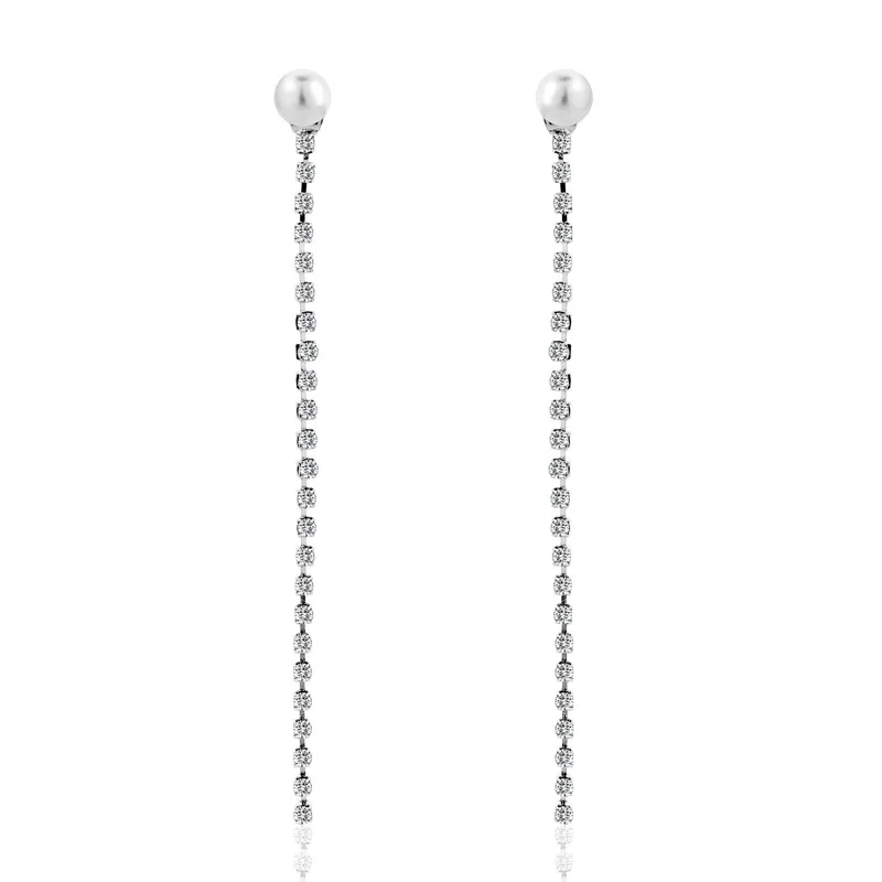 Женские Висячие серьги HanCheng длинные висячие со стразами и жемчугом ювелирные