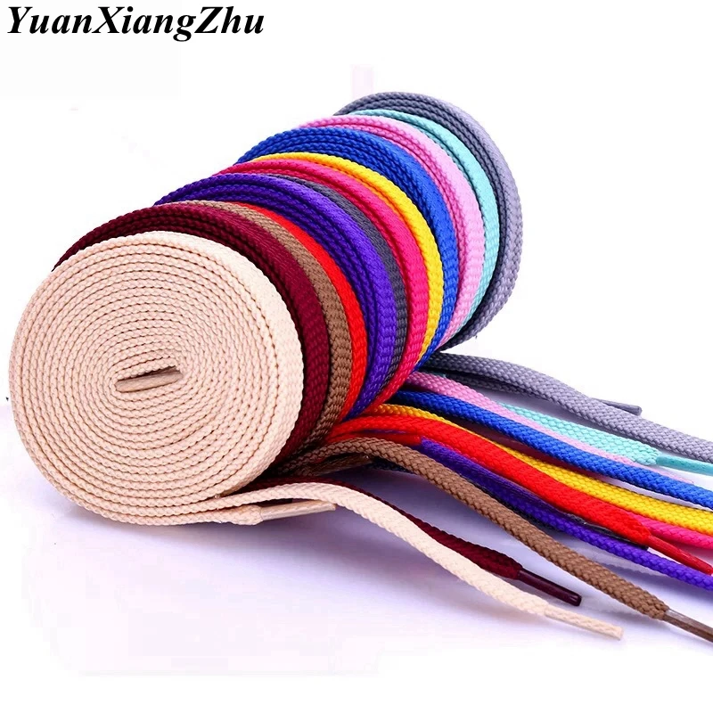 1Pair Double Flat Laces High Quality Polyester Shoelaces Fashion Sports Casual Shoe Lace Solid Flat Shoelace 28Colors