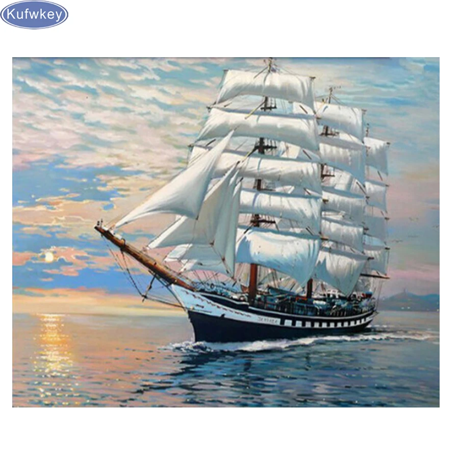 Full Diamond Embroidery 5D Painting Sailing oil Drawing cross Stitch 3D Mosaic Needlework Crafts gift | Дом и сад