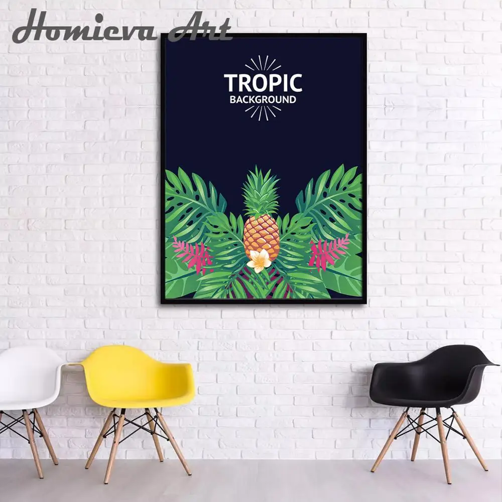 Картина в скандинавском стиле с розовыми листьями фламинго настенная живопись