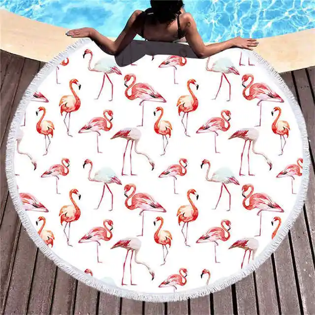 flamingo 6 Круглый пляжное полотенце, одеяло из микрофибры, модный большой коврик с кисточками, купальная салфетка De Plage Toalla Microfibra - Цвет: flamingo 6